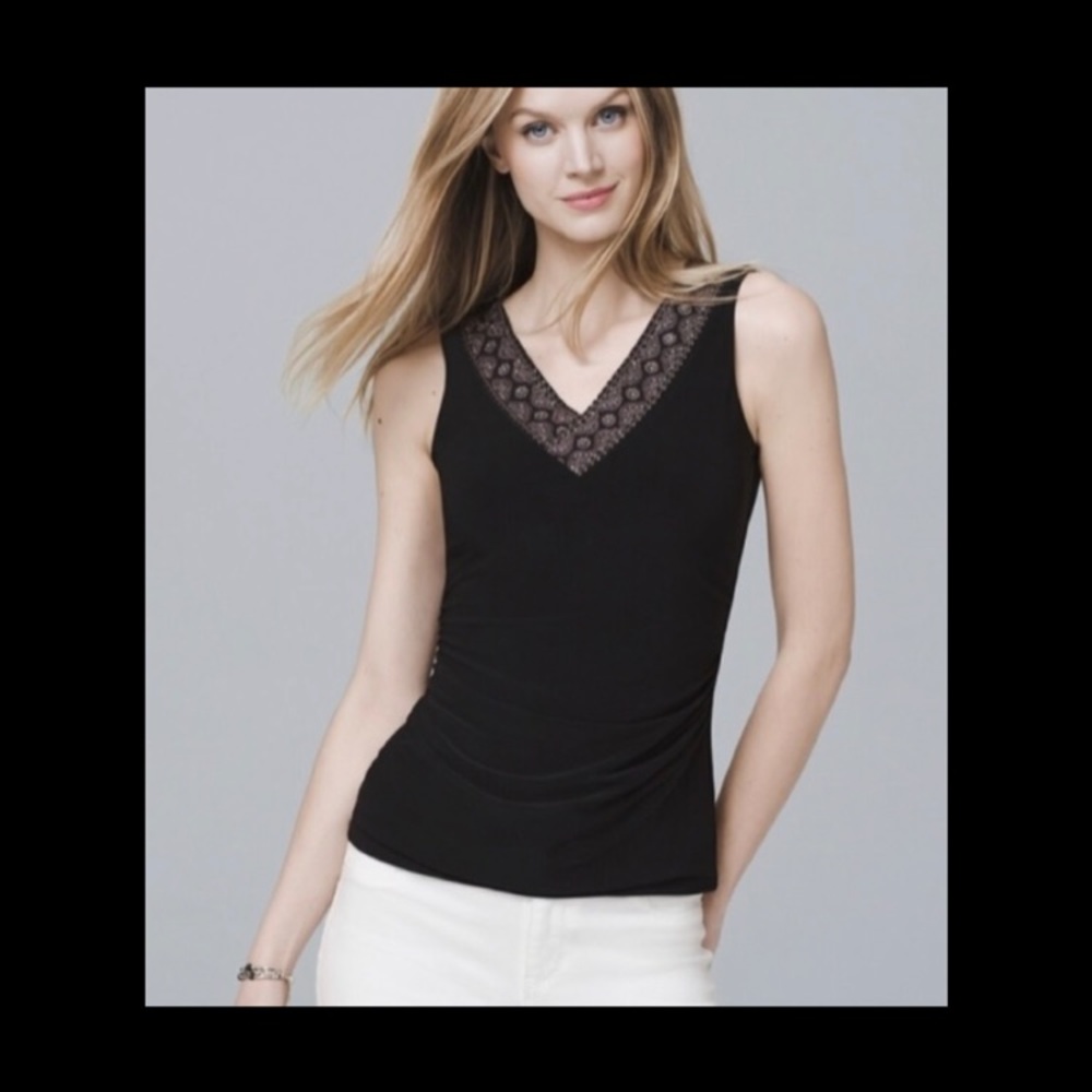 *NWT* White House Black Market Black Embellished Neck Tank XXS